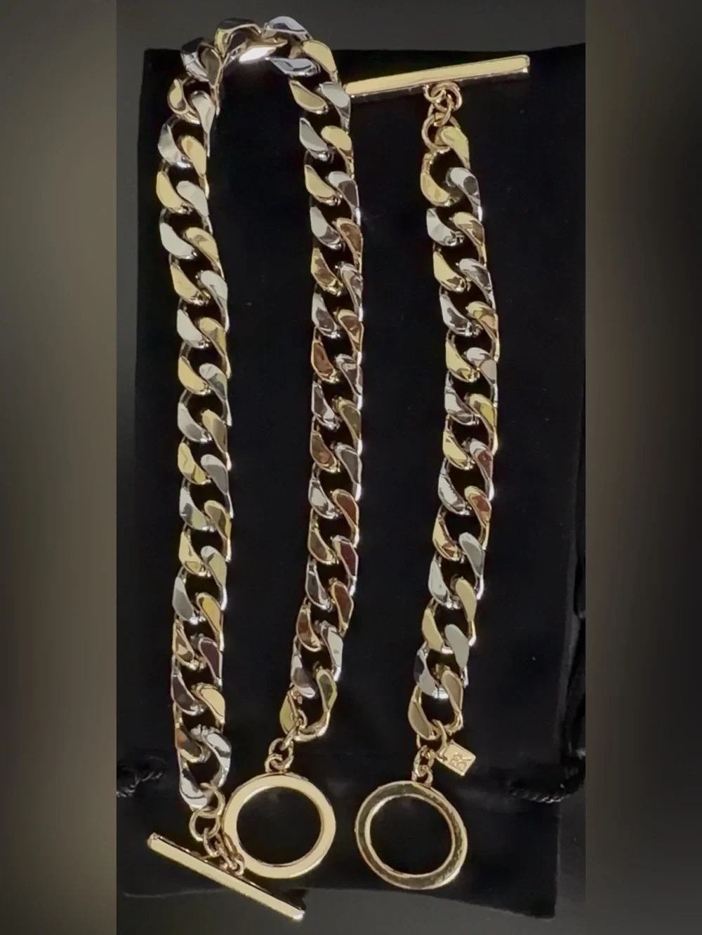 Two-Tone Cuban Link Chain Necklace - Gold & Silver